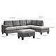 preview thumbnail 2 of 14, Fabric Tufted Sofa Set in Grey with Chaise Lounge and Storage Ottoman - 102"Wx70"Dx35"H