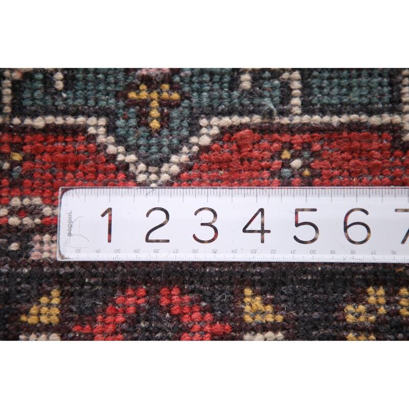 Geometric Kazak Indian Area Rug Hand-knotted Wool Carpet - 2'11"x 5'0"