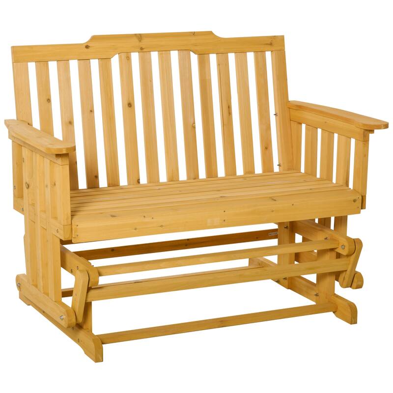 Outsunny 2-Person Patio Swing Glider Bench with Quick Drying Design and Wide Armrest