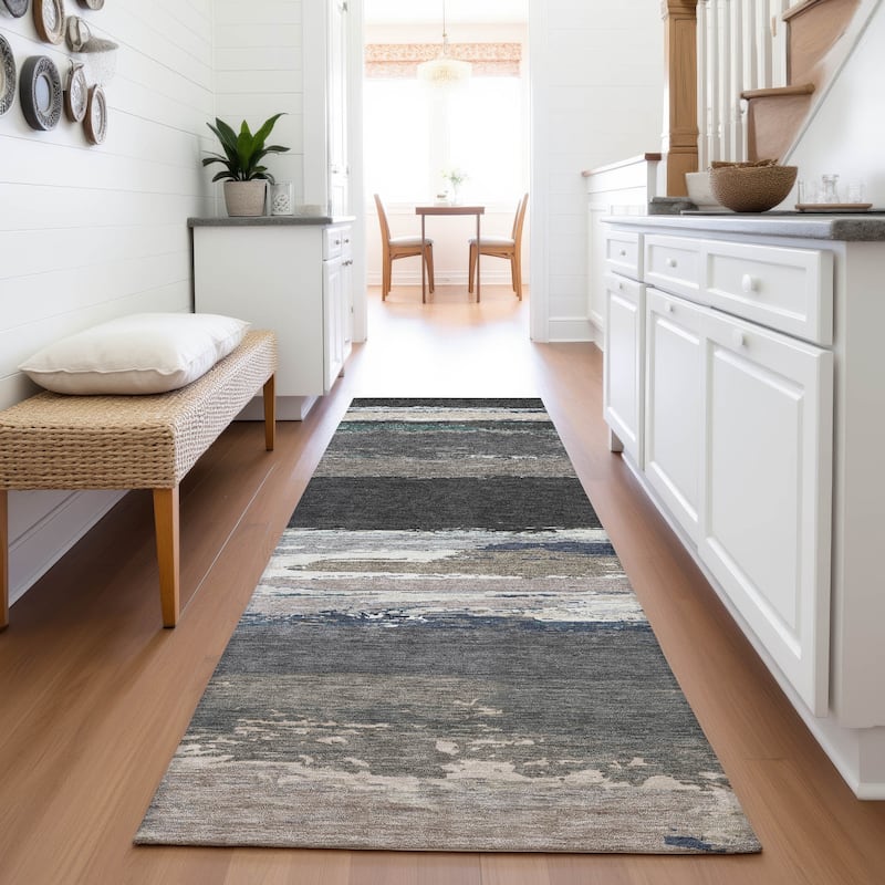 Premium Washable Super Soft Abstract Ombre Mayfield Rug - Black - 2'3" x 7'6"