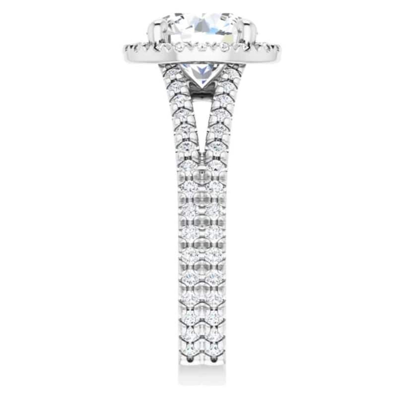 3Ct Diamond Halo Split Band Engagement Ring Lab Grown in White or Yellow Gold