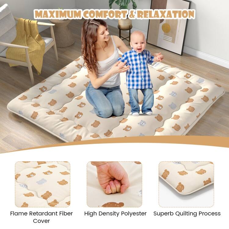 Futon Mattress Floor Sleeping Pad with Washable Cover