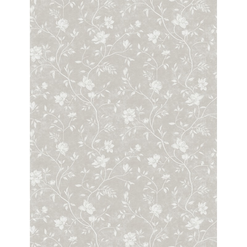 Galerie Wallcoverings Spring Blossom Magnolia Floral Vine Non-woven Matte Wallpaper Roll - 33 feet x 21 inches - Grey