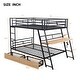 preview thumbnail 6 of 15, Full Size Metal Bunk Bed Built-in Desk, Light and 2 Drawers