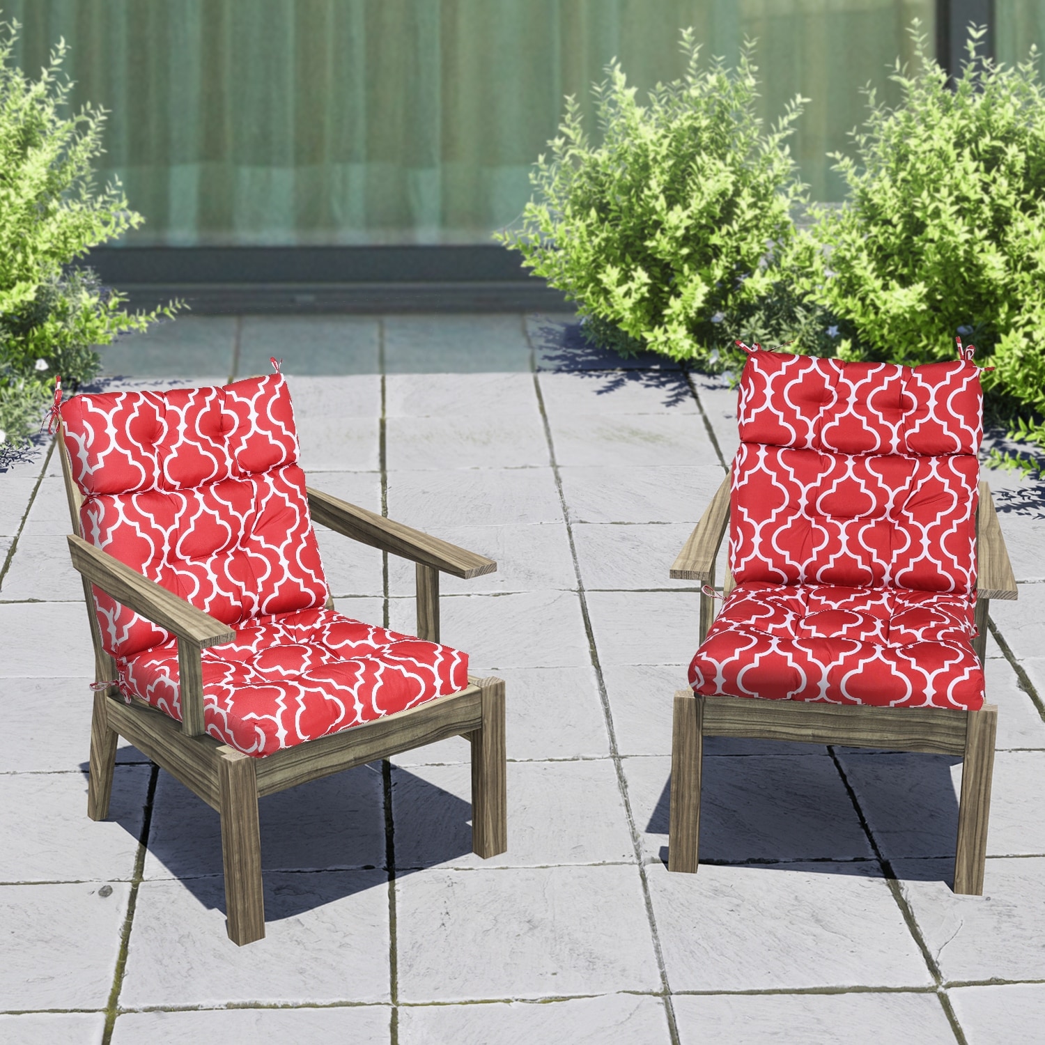 Aoodor Patio Chair Cushion Set of 2 Tufted Outdoor Indoor Seat Back with Ties Fade Resistant Weather Resistant