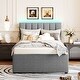 preview thumbnail 22 of 36, Eye-catching Design Teddy Fleece Upholstered Platform Bed with Trundle, LED Light, Twin Size