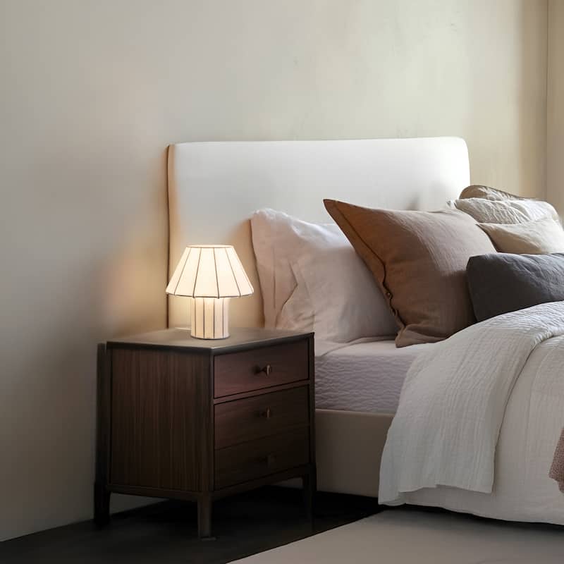 Brightech Celeste 12.6 in Matte White Mid-Century 9W 800Lm 3000K Dimmable LED Modern Unique Table Lamp With Resin Empire Shade