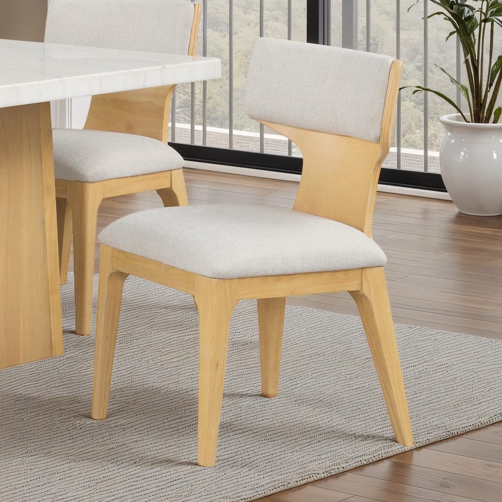 Contemporary Natural Finish Curved Backrest Side Chairs Set