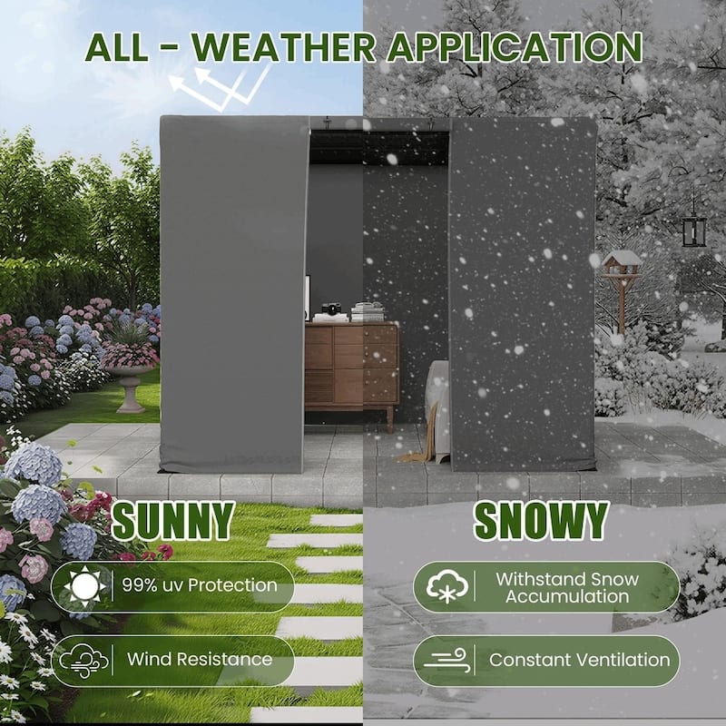 Outdoor Louvered Pergola with Optional Winter Cover Accessory | Adjustable Aluminum Hardtop Gazebo Includes Curtains & Netting