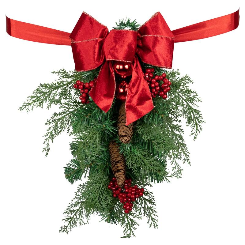 Set of 2 Mixed Cedar and Pine Christmas Chair Back Swags