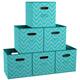 Chevron Foldable Storage Bins Basket Cube Organizer with Dual Handles and Window Pocket - 6 Pack - 12" L x 12" W x 12" H