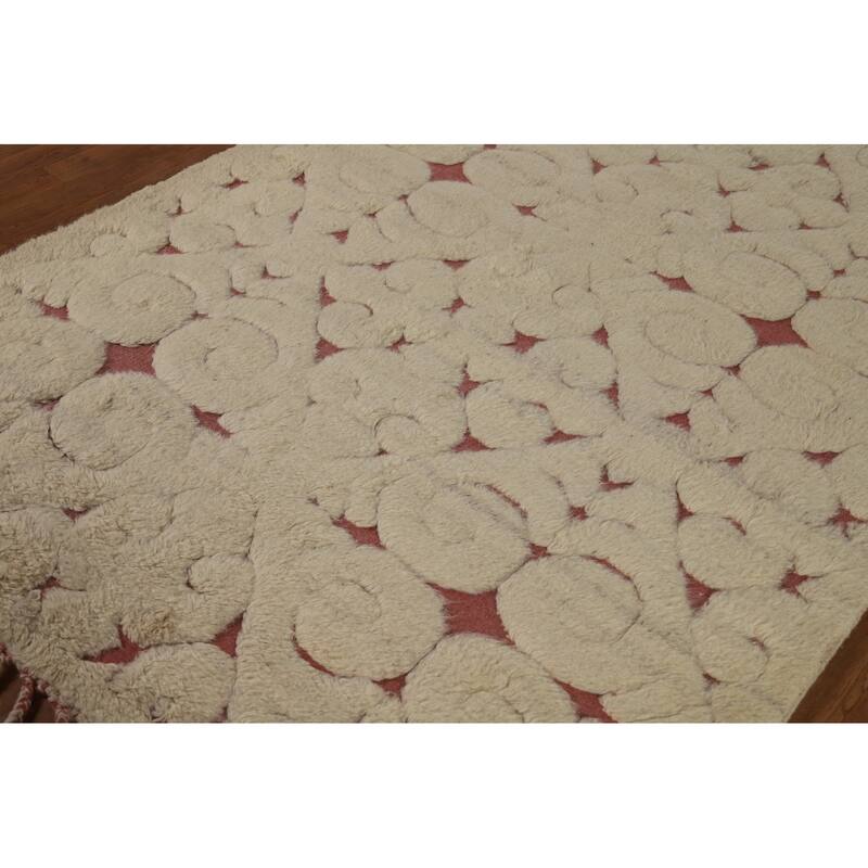 Geometric Moroccan Indian Area Rug Handmade Wool Carpet - 5'1" x 8'0"