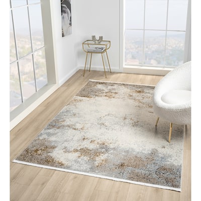 Thea Collection Beige/Gold Abstract Area Rug
