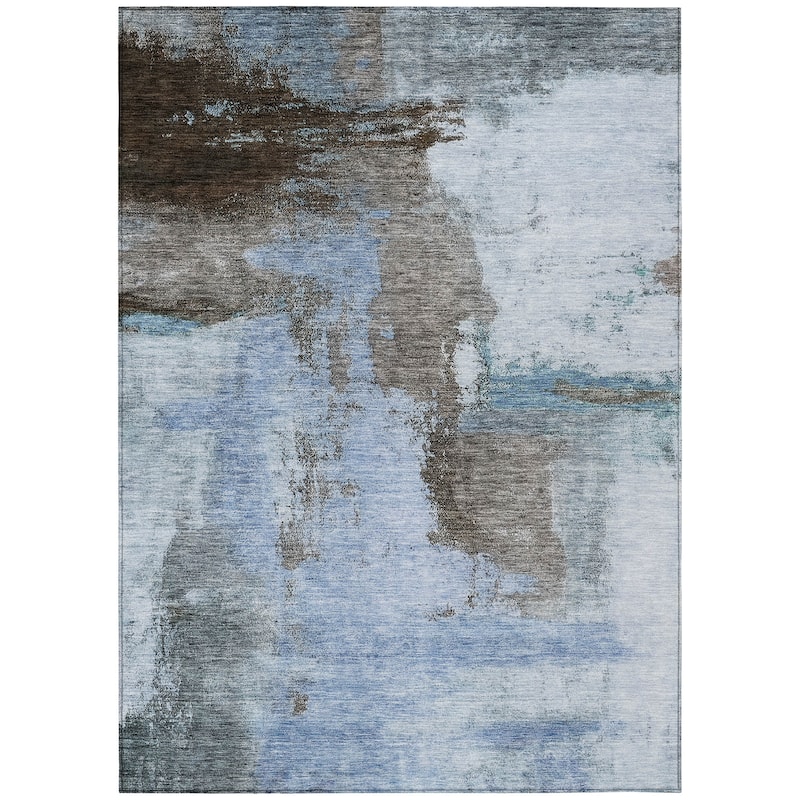 Machine Washable Indoor/ Outdoor Contemporary Abstract Chantille Rug