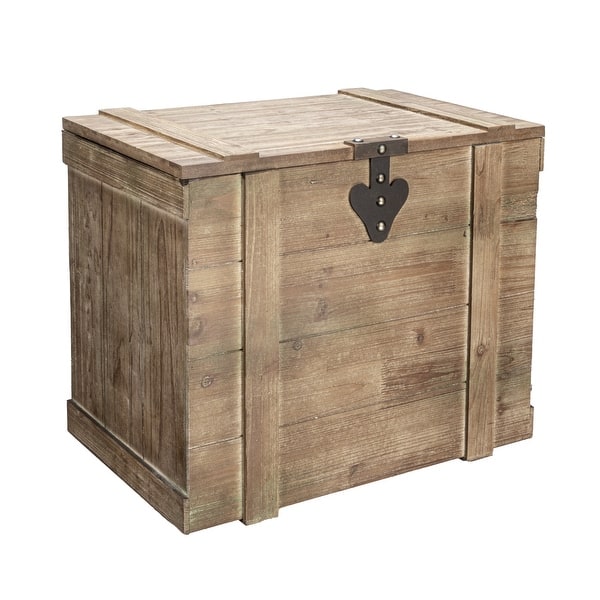 slide 2 of 10, Household Essentials Antiqued Decorative Trunk with Hinge and Lid - 16.3"L x 24.8"W x 20.9"H Tan