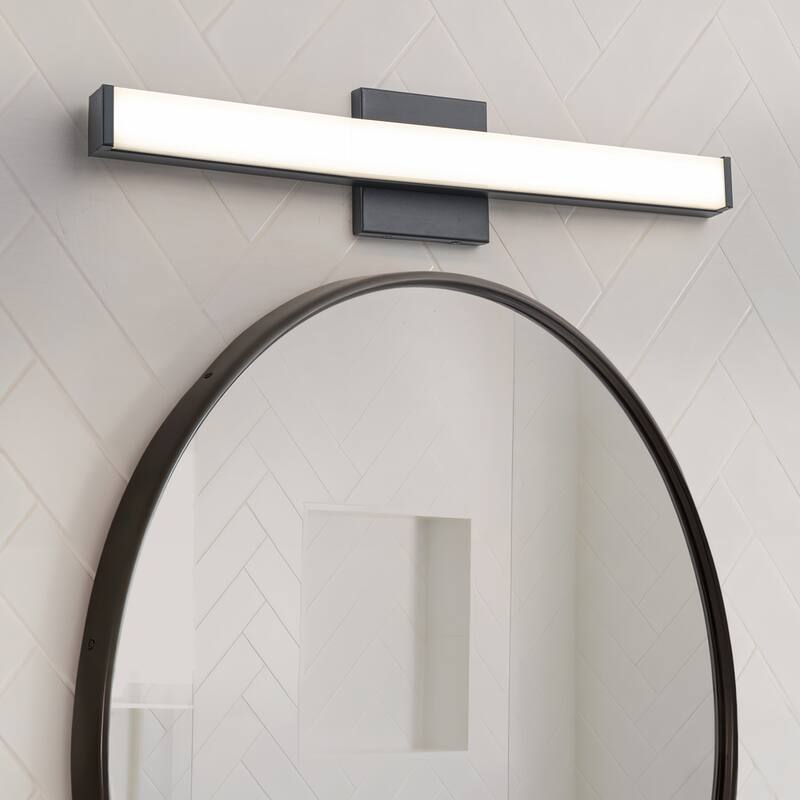 C Cattleya LED Vanity Bar Light Indoor Wall Sconce with Acrylic Shade - 24-inch - Matte-Black
