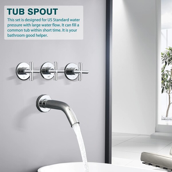 PROOX 10-inch Rainfall Bathtub Shower Faucet Wall Mounted 3 Handle