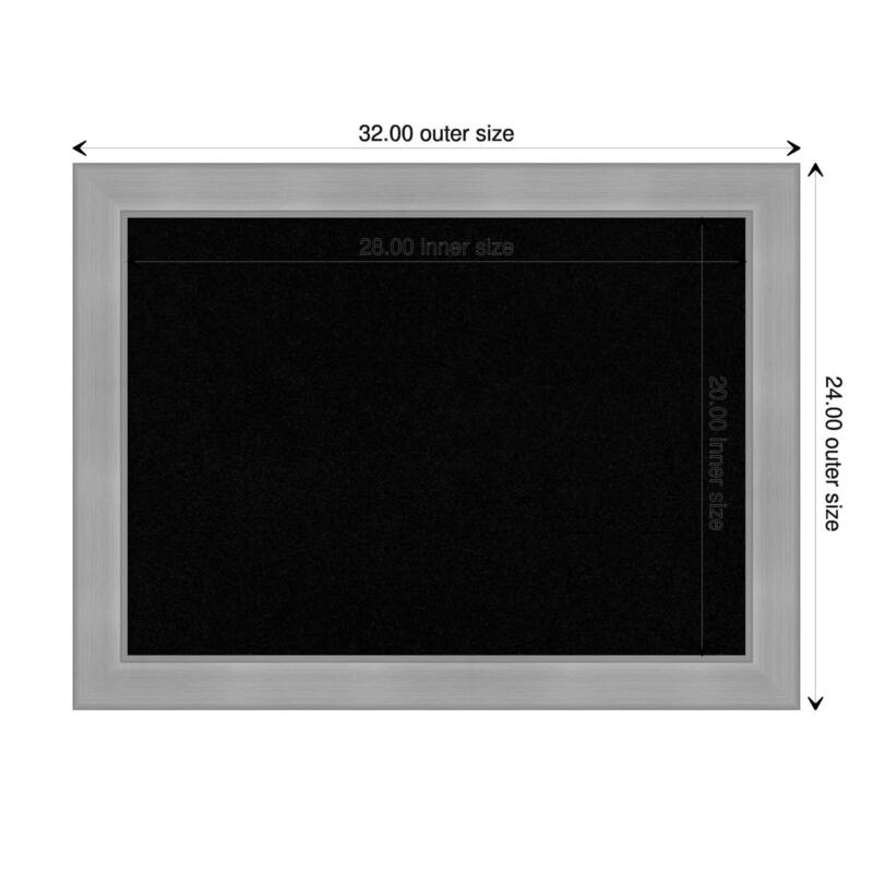 Vista Brushed Nickel Framed Black Corkboard Bulletin Board - Board Size 28x20