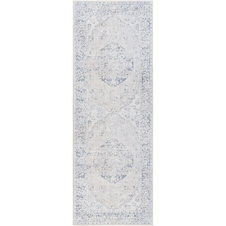 Livabliss Lillian Machine Washable Vintage Area Rug - 2'7" x 7'3" - Faded Beige