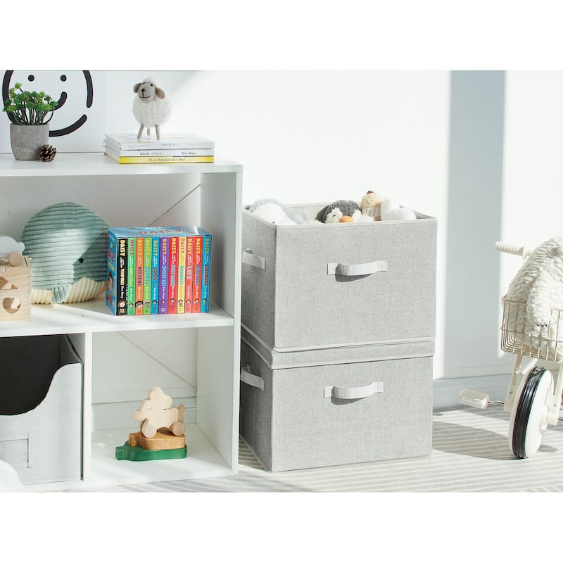 2-Pack Closet Storage Bin with Lid and Handle, Large Fabric Storage Box for Clothes, Towels, Toys, Shoes