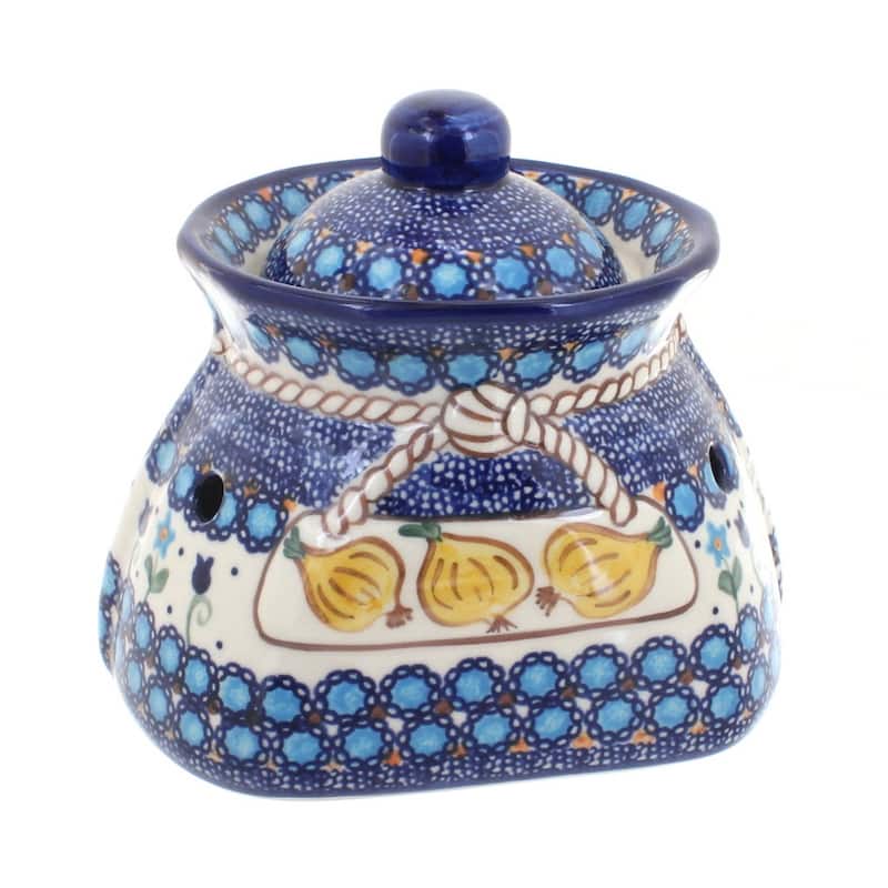 Blue Rose Polish Pottery 98 Vena Small Garlic Keeper - Savannah