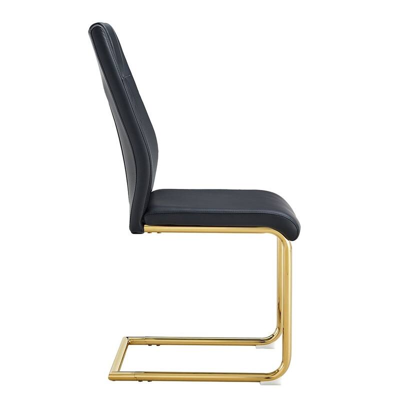 PU Leather Upholstered Dining Chair with Metal Feet
