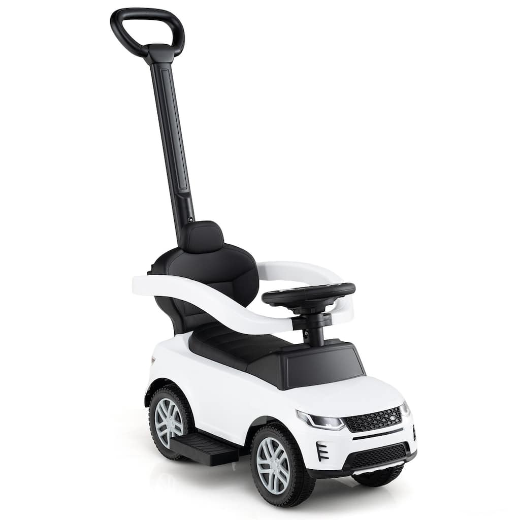 3-in-1 Ride-On Toddler Car with Detachable Guardrail, Retractable Footrest and Safe Design - 33.5" × 16" × 37.5"