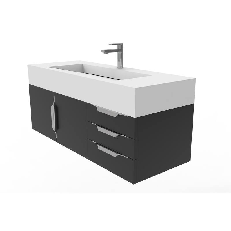 Nile 48" Wall Mounted Bathroom Vanity Set w/ White Top