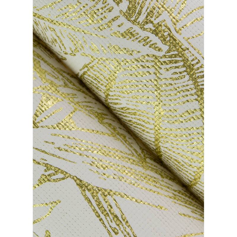 Scott Living Brentwood Yellow Palm Leaves Wallpaper