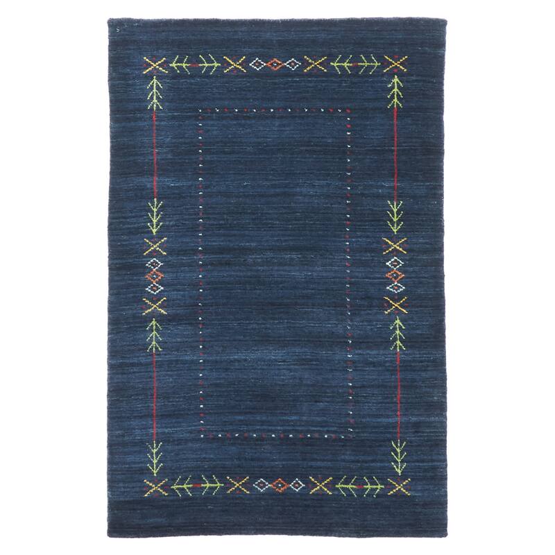 ECARPETGALLERY Hand Loomed Kashkuli Gabbeh Dark Navy Wool Rug - 3'1 x 4'8