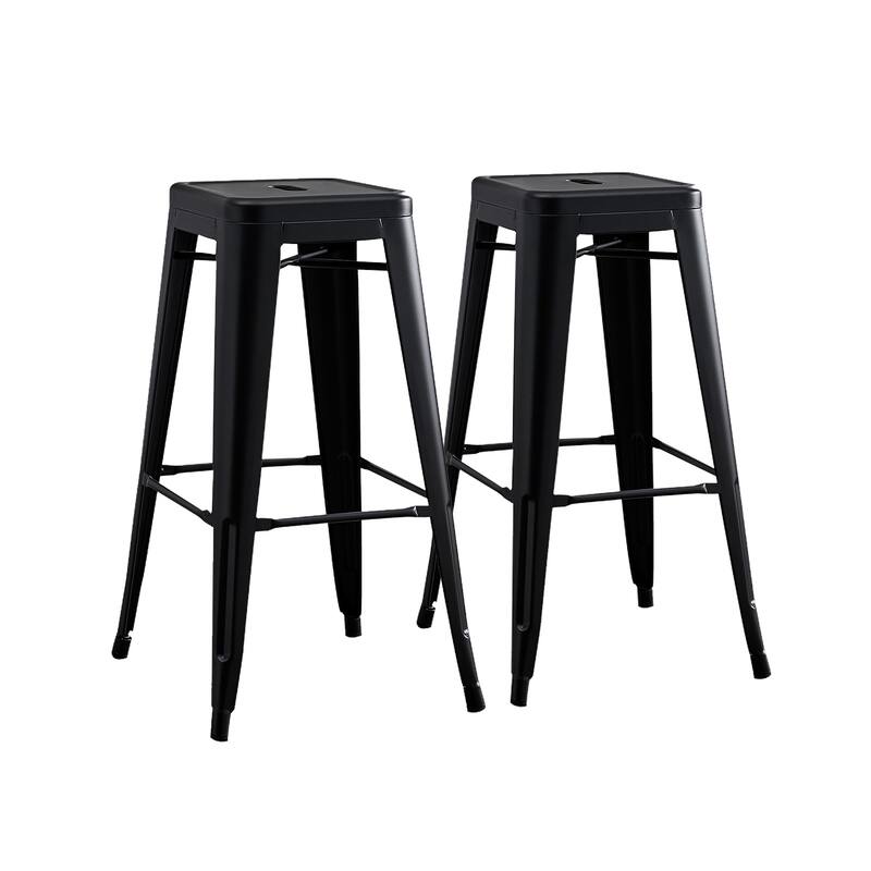AC Pacific 30 In Metal Backless Barstool Set of 2
