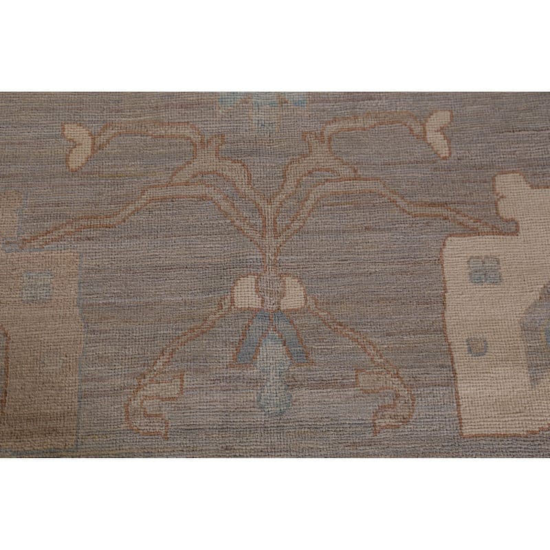 Hand Knotted Oriental 100% Wool Carpet Transitional All-Over Greys & Charcoal Oushak Area Rug - 14' 0'' X 10' 2''