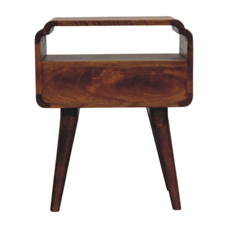 HomeRoots 22" Chestnut Solid Wood Oval One Drawer Nightstand