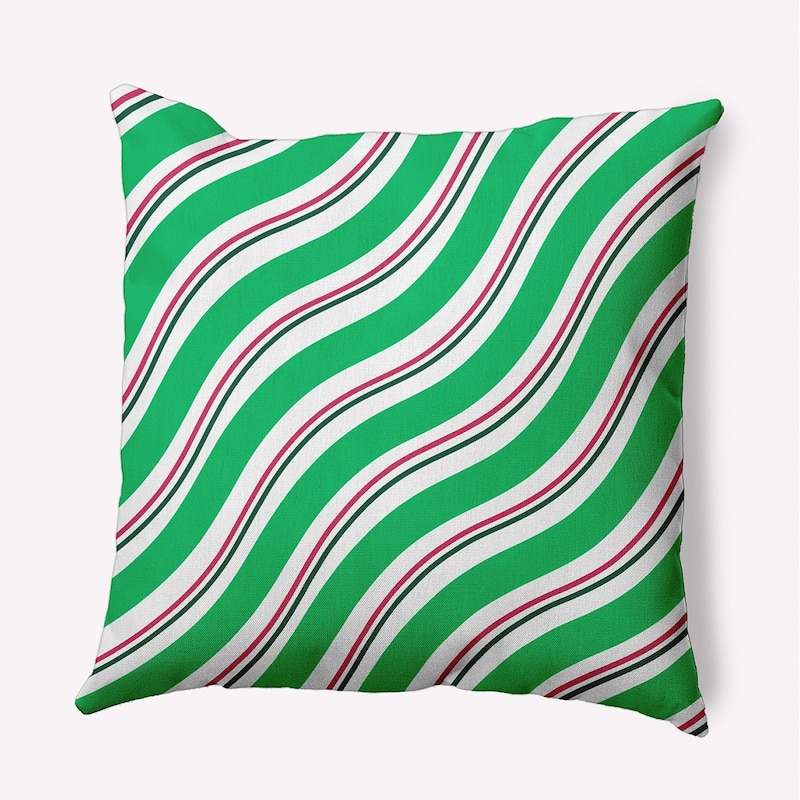 Candy Stripes Christmas Accent Pillow - 20" x 20" - Bright Green
