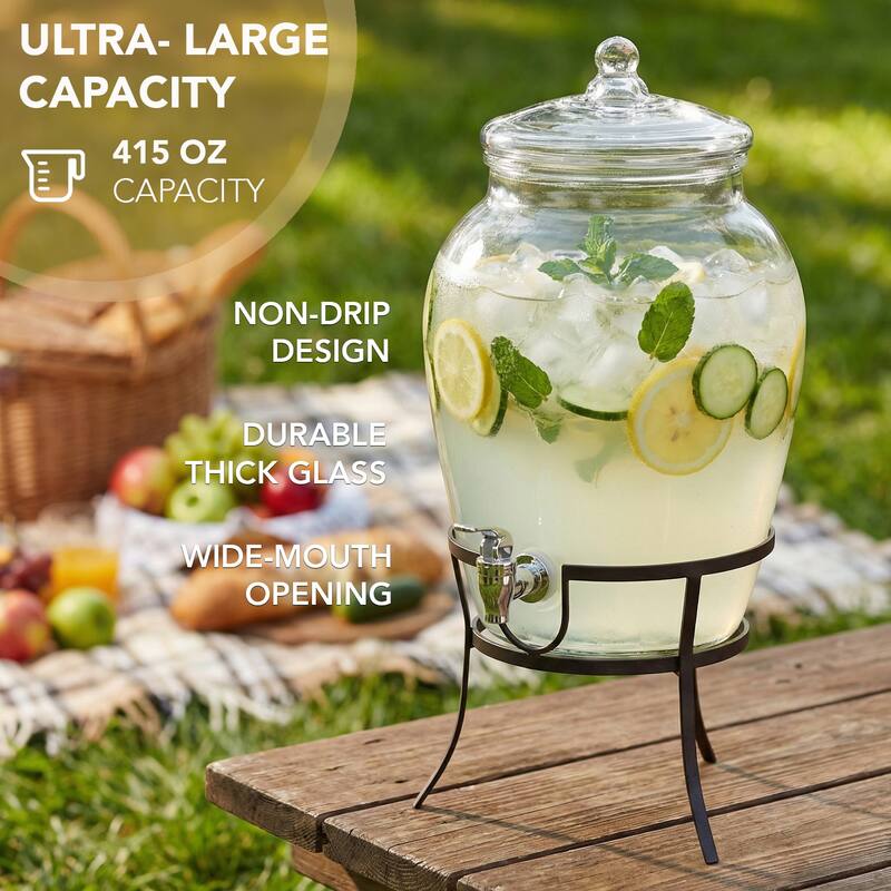 Beverage Dispenser With Metal Rack - 18.5" x 11.5" x 11.5"