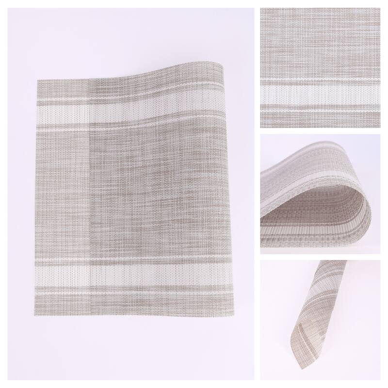 Placemats Set of 6 Vinyl Placemats for Kitchen Dining Table Decor Heat Resistant Table Placemats Wipeable Table Mat - 18*12in - White