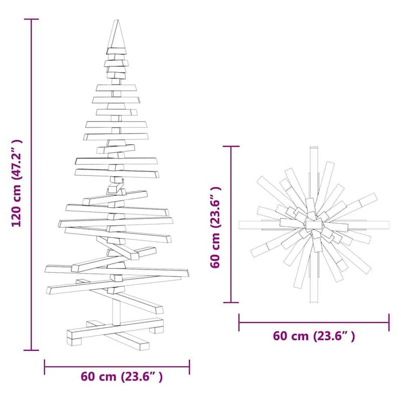 vidaXL Wooden Christmas Tree with Stand Brown Solid pine wood