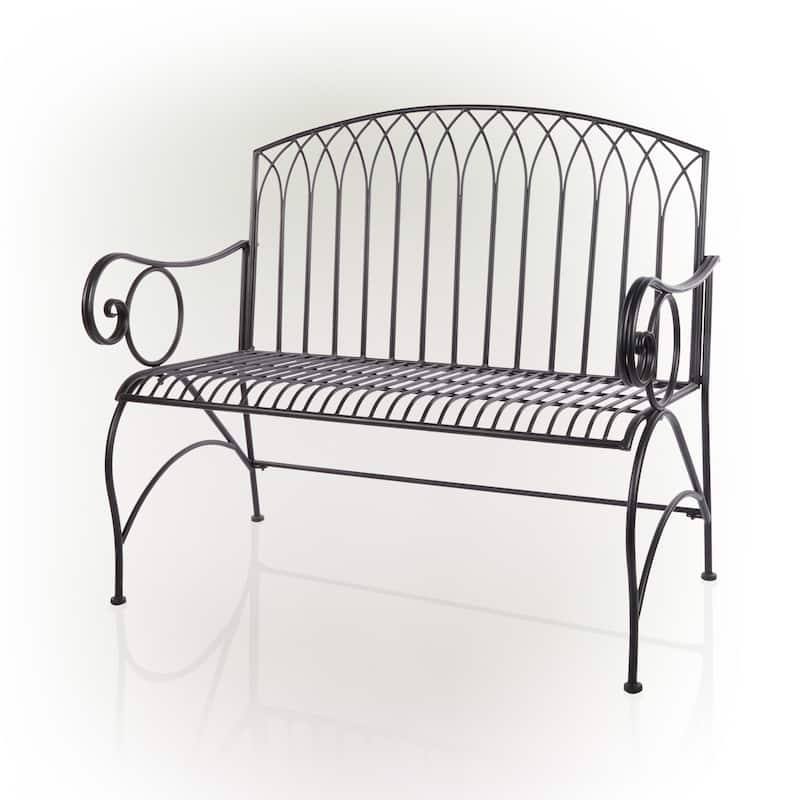 Alpine Corporation 44"L Indoor/Outdoor 2-Person Classic Metal Garden Bench
