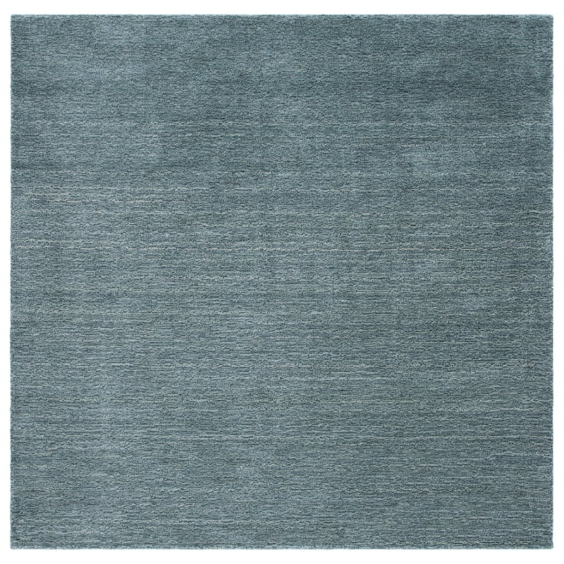 SAFAVIEH Handmade Himalaya Palm Border Modern Wool Rug - 6' Square - Blue