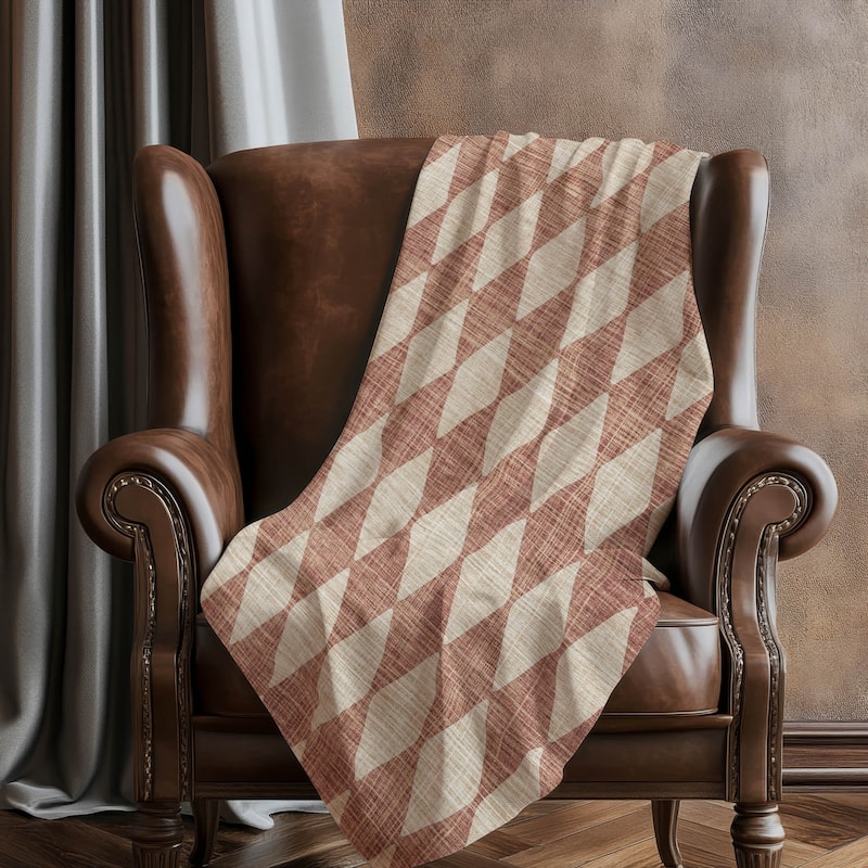 Premium Machine Washable Modern Argyle Sherpa Throw Blanket