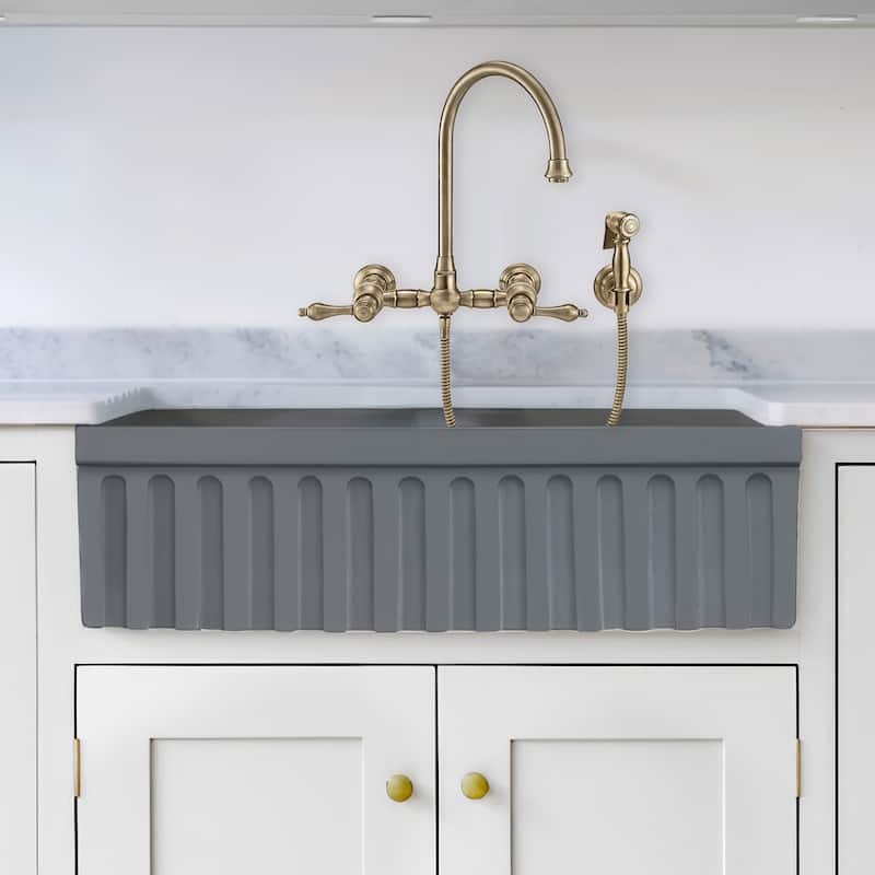 Whitehaus Quatro Alcove 33" Farmhouse Double Basin Fireclay Kitchen