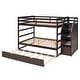 preview thumbnail 74 of 91, Solid Wood Bunk Bed with Twin Size Trundle & 3-Step Storage Stairs, Full-Length Guardrail & Slat Support Design, for Kids Adults