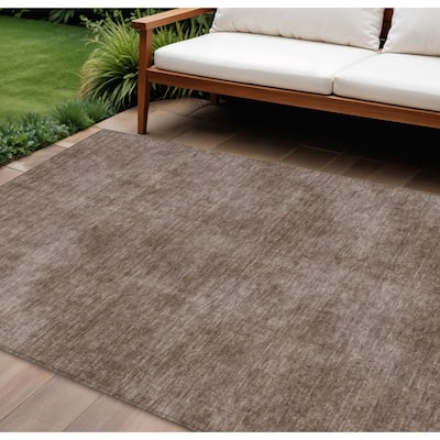 HomeRoots Solid Color Transitional Rectangle Outdoor Rug
