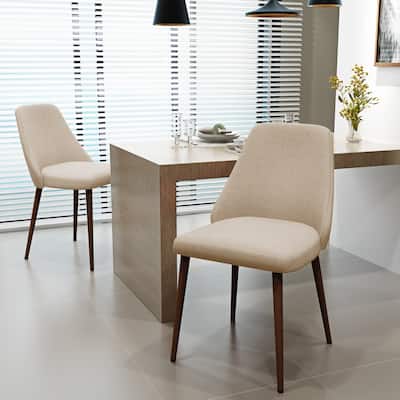 Mid Century Armless Dining Chairs Set of 2, Modern Kitchen Chairs with Metal Legs, Upholstered Accent Chairs for Dining Room