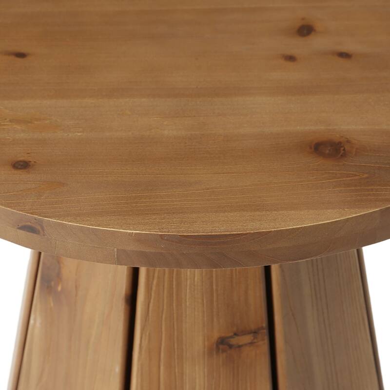 20 Inch Solid Wood End Table for Living Room, Round Side Table for Bedroom