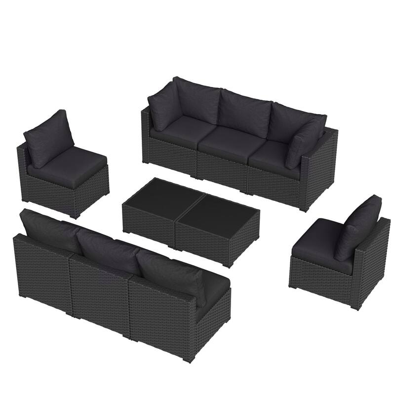 Wicker Rattan Patio Sectional Sofa Set
