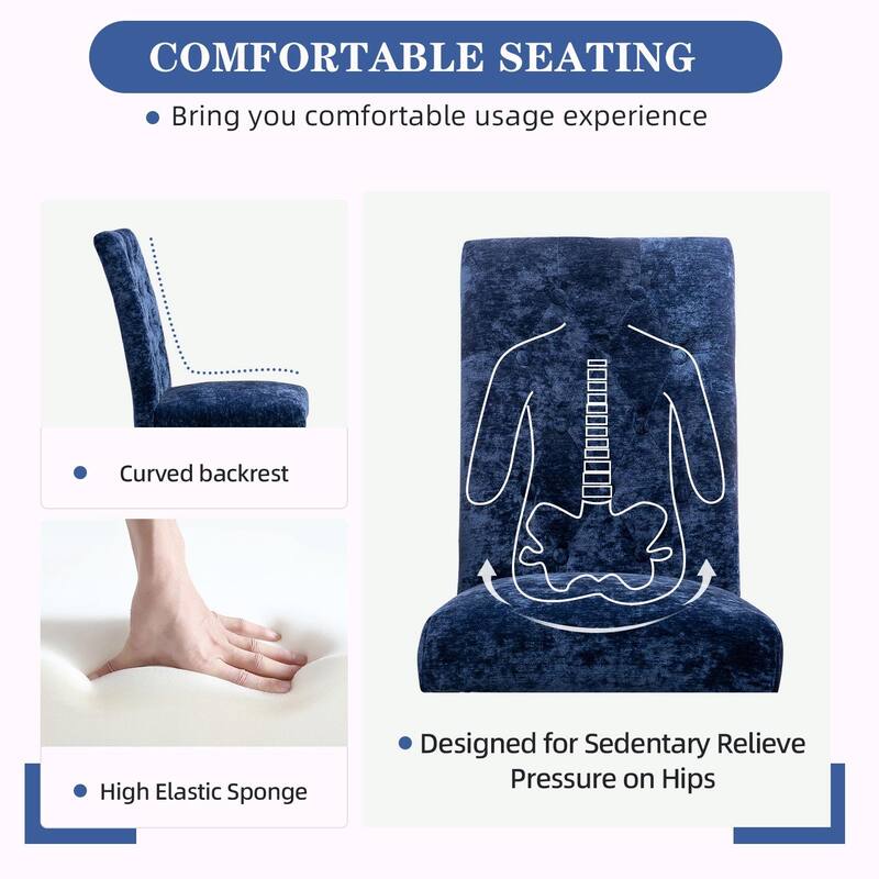 Luxury Chenille Dining Chairs - Ergonomic Design, Set of 2