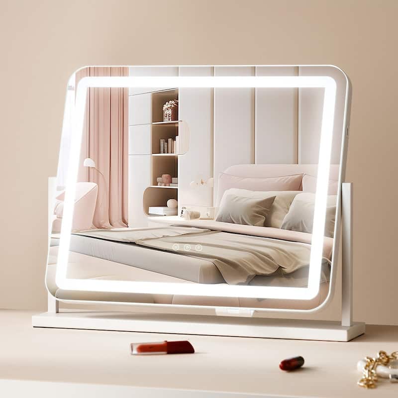 5 x Magnification Color Lighted Makeup Mirror with Charging Outlet and 2 Suction Cups