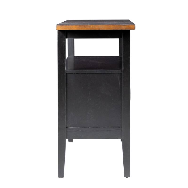 Mac Dining Sideboard Server, Wine Holder and Rack, Black Brown Wood