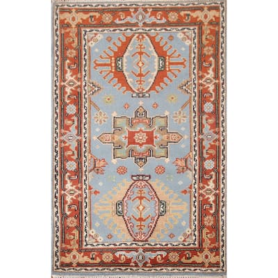 Light Blue Kazak Indian Area Rug Hand-knotted Wool Carpet - 3'2"x 5'1"